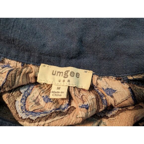 Women's Umgee Boho Linen Button Front Floral Top, Size Medium - Picture 7 of 7